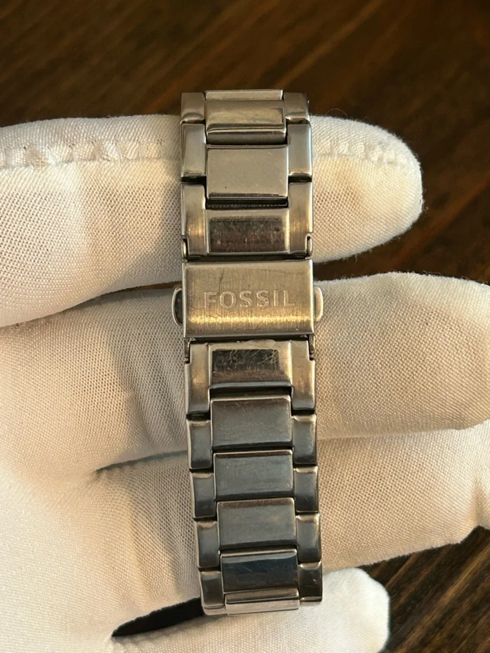 Fossil Silver Bracelet Watch with Pink, Orange and Yellow Accents